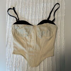Beige and black corset top